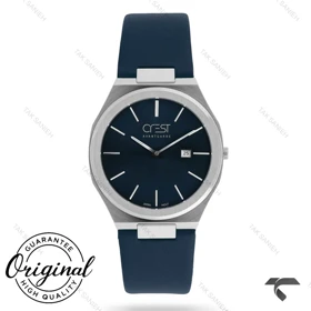 ساعت کرست مردانه 6399-3 استیل بند چرم سرمه ای Crest-11092-G