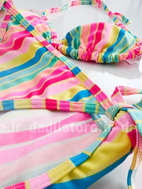 بیکینی کاپ متحرک راه راه رنگی