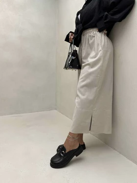 شلوار لینن پایین چاک