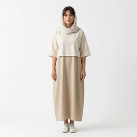کت سارافون نخی گیپوردار مدل گلدای علیدسا (کرم)