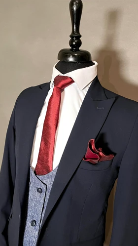 ست کت شلوار جلیقه دبل فیس شاندو سرمه ای