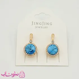 گوشواره زنانه ژوپینگ با سواروسکی آبی روشن