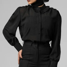 شومیز زنانه کریشه یقه چین‌دار مالین (Malin) سین استایل