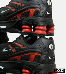 کفش کتانی مردانه مشکی قرمز نایک NIKE x SUPREME shox ride 2
