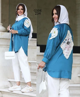 مانتو شومیزی لینن گلدوزی شده