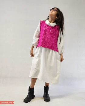 ست پیراهن و تاپ سرخابی