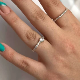 انگشتر زنانه طرح تک نگین ژوپینگ با حلقه نگیندار ژوپینگ