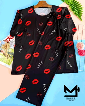 ست لباس راحتی سایز بزرگ طرح بوسه