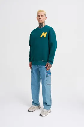سویشرت سبز بنزینی مهره دوزی شده مردانه M3573
