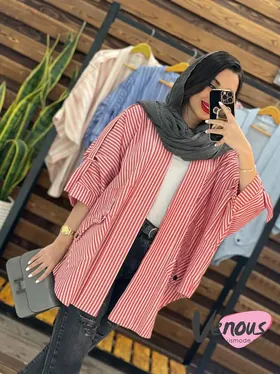مانتو پانچ راه راه جیب هلالی