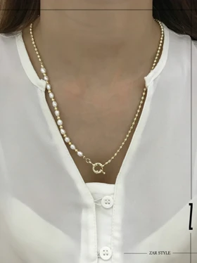 گردنبند البرنادو و مروارید پرورشی قفل ملوانی