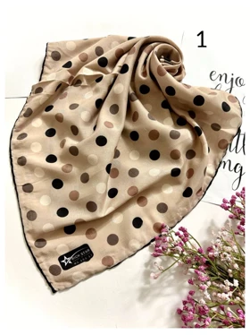 مینی اسکارف نخی موکا دست دوز 3732