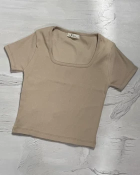 تاپ یقه خشتی  کد 1400182 (کرم)