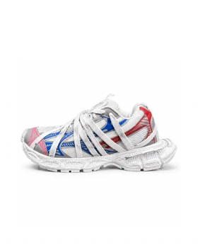 کفش کتانی مردانه مدل بالنسیاگا اسپایدر کاستوم سفید آبی قرمز BALENCIAGA SPIDE