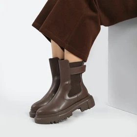 بوت و نیم بوت زنانه و دخترانه مدل بغل زیپ رنگ قهوه ای کد M759