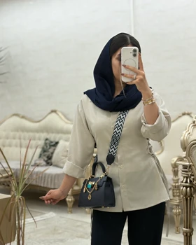 شومیز مانتویی (کرمی)