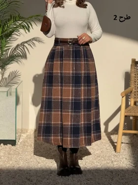 3761- دامن چهارخونه پاییزه