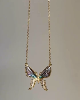 گردنبند مخراجی پروانه نگین‌دار