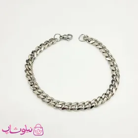 ست دستبند و گردنبند مردانه کارتیه مدل استیل سیلور