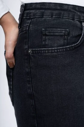 شلوار واید جین ذغالی تیره