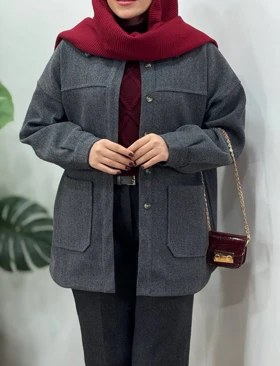 پالتو فوتر جلو دکمه آیسو ترلان
