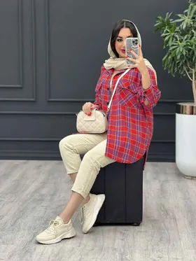 مانتو چهارخونه دوجیب پاکتی