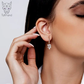 گوشواره حلقه‌ای خوشه الماس ژوپینگ