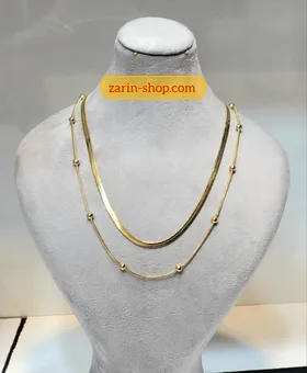 زنجیر گردنبند زنانه دو لاین ماری و توپی