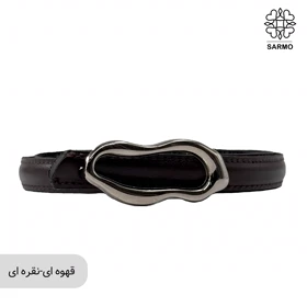 کمربند 1.5 سانت نوا کد005 (قهوه ای-نقره ای)