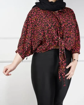 شومیز گره‌ای پفکی وارداتی 7321 (سرخ آبی)