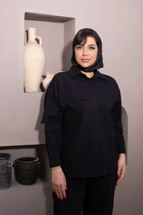 شومیز لینن آستین پاکتی زنانه