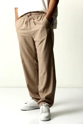 شلوار لینن راسته کمر کش مردانه