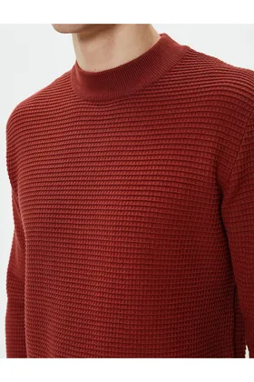 ژاکت بافتنی Slim Fit Basic Crew Neck Textured 4WAM70031HT