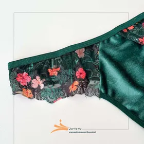ست فانتزی سبز لجنی گل‌دار فنردار برند نوشه پوش