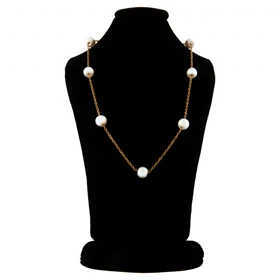 گردنبند زنانه مدل مروارید زنجیری (طلایی)