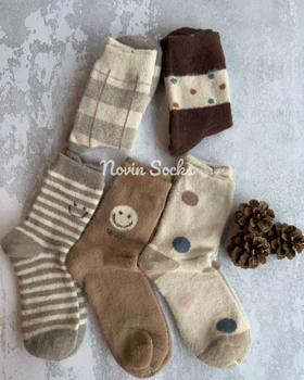 جوراب ساق‌دار حوله ای خرسی نسکافه ای