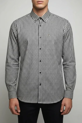 پیراهن مردانه چهارخانه آستین بلند نخ پنبه شیک 416