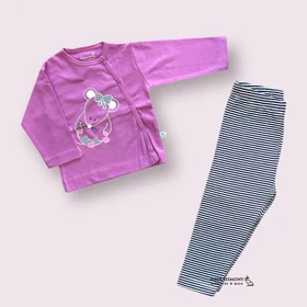 مانتو و شلوار نوزادی طرح موش به آوران