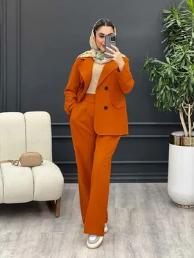 ست مانتو و شلوار لینن چهار دکمه