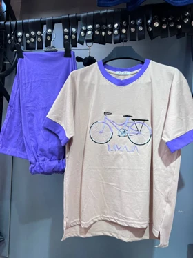 ست دخترانه تیشرت شلوار دوچرخه