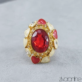 انگشتر زنانه مدل ملکه نگین قرمز 30107