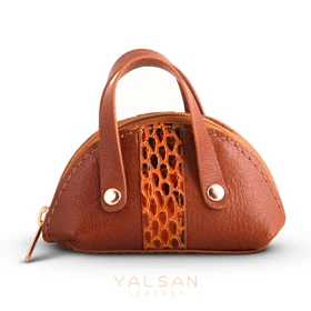 جاکلیدی زنانه چرم یلسان مدل مینور کد 205-MRV (عسلی)