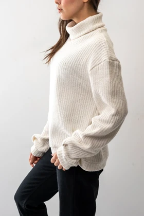 بافت یقه اسکی آستین بلند زنانه