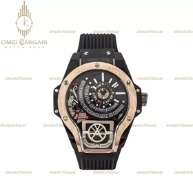 ساعت مچی اوبلو جمجمه‌ای قاب مشکی رزگلد Hublot MP-09 Tourbillon