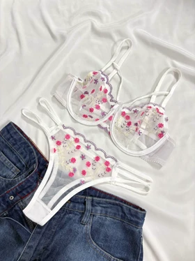 ست سوتین و شورت تور گلدوزی هارنسی کد 397