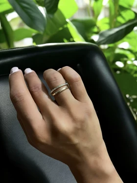 انگشتر زنانه 2 لایه ساده نگینی کد 3331020