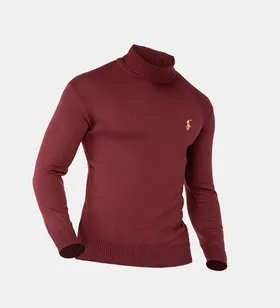 پلیور بافت مردانه یقه اسکی زرشکی Polo