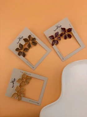 گوشواره گل میناکاری رنگی