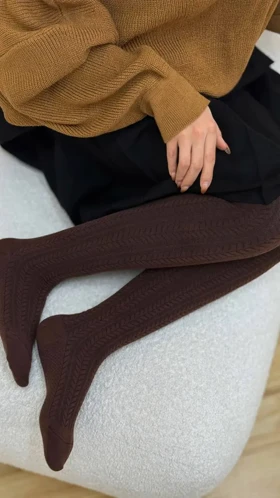 جوراب ساق بلند گندمی