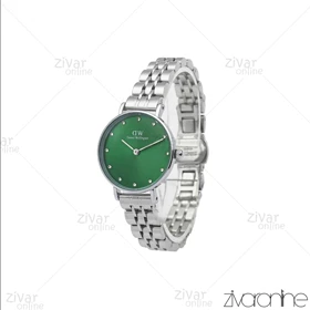 ساعت دنیل ولینگتون زنانه نقره ای صفحه سبز ایندکس نگین‌دار 106043